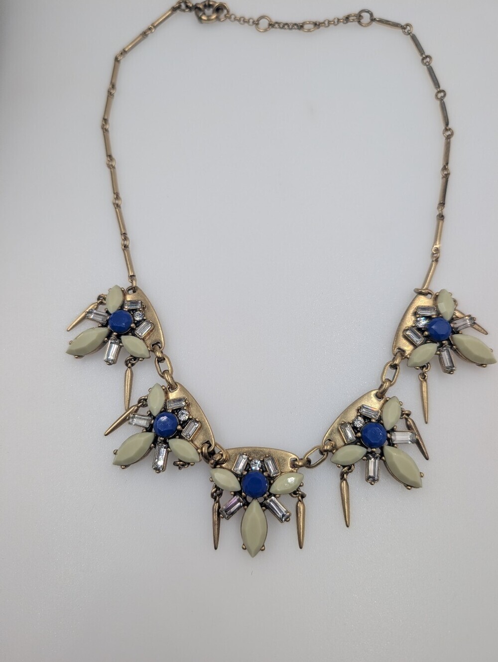 Signed J. Crew Deco Spike Floral Crystal Collar Statement Necklace 0515 - Picture 7 of 7